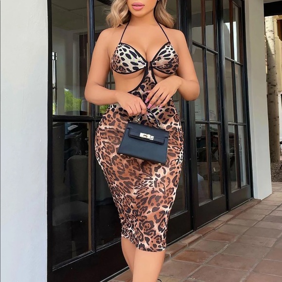 Fashion Nova Dresses & Skirts - Leopard Animal print cut out maxi dress